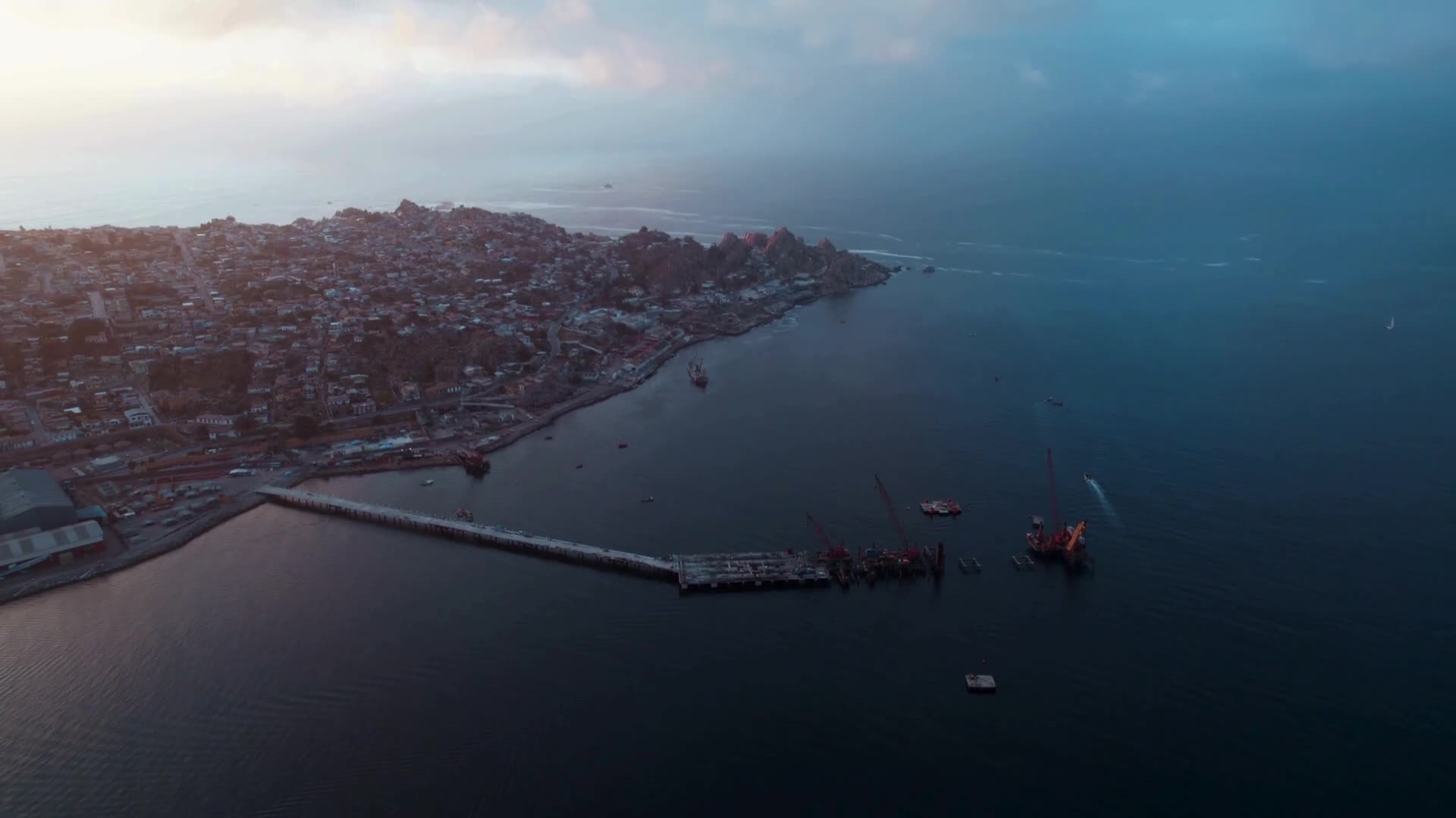 Port and coastline in Chile